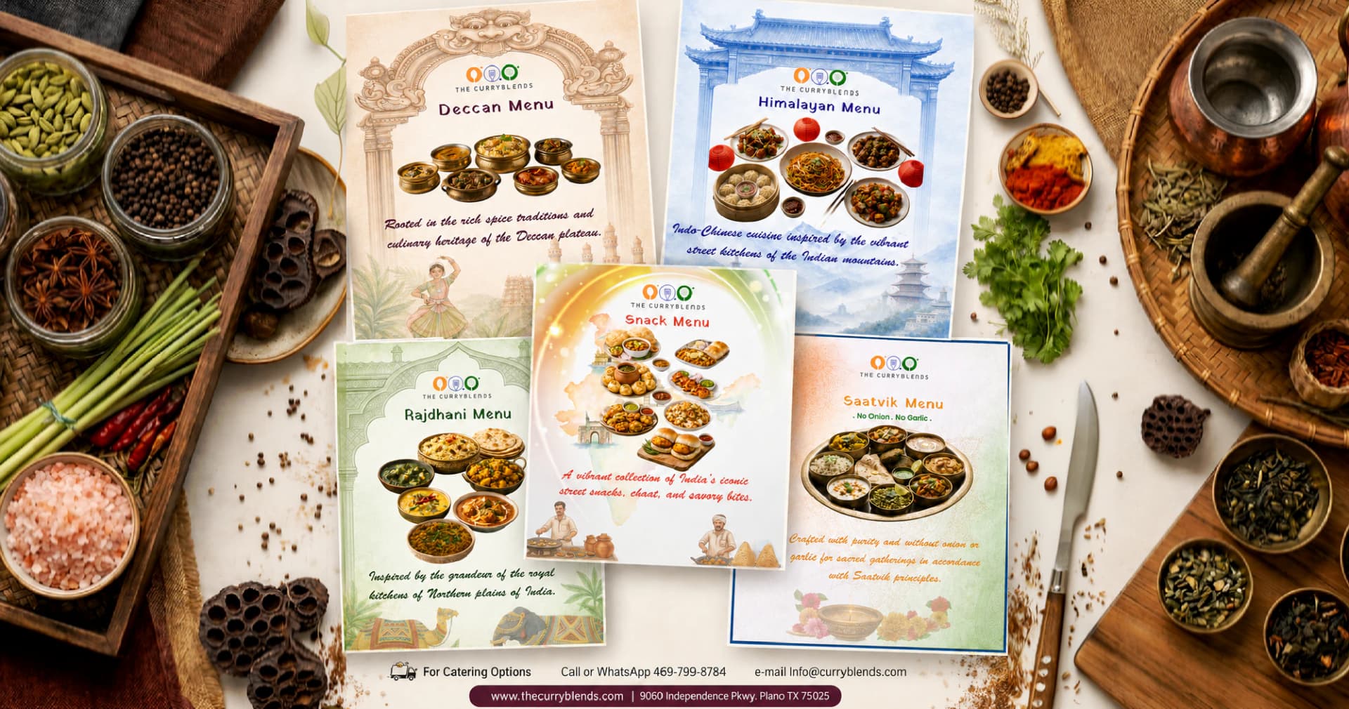Regional Indian cuisine catering spread
